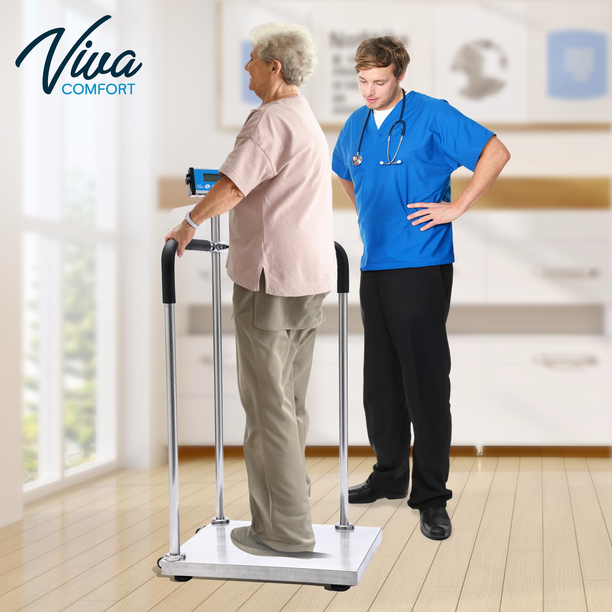 VivaComfort Medical Grade Digital Scale with Handles for Elderly, Bariatric Physician Scales, 660 lb / 300 kg Weight Capacity