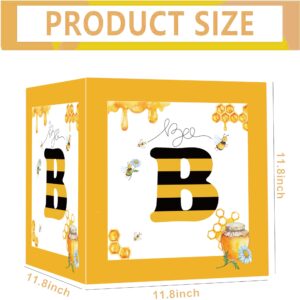 FVABO Bee Baby Shower Balloon Boxes Decorations - 4Pcs What Will It Bee Gender Reveal Decorations Balloon Box, Honey Bumble Bee Theme Party Balloon Boxes Backdrop Block Party Supplies