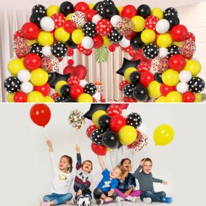 Amandir Black Red Yellow Balloons Arch Garland Kit, Birthday Party Supplies Baby Shower Decorations Latex Balloons Foil Star Confetti Balloons for Theme Party