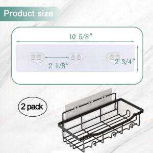 Oasiteege Shower Caddy Replacement Adhesive Strips, 2Pcs Clear Wall Hooks for Hanging Shower Organizer Shelves, Waterproof Plastic Sticky Pads for Bath Tile Inside Bathroom Kitchen, 3 Hooks