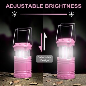 SEAMAGIC 4-Pack LED Pink Camping Lanterns, Essential Emergency Lights for Power Outages, Hiking, Hurricane