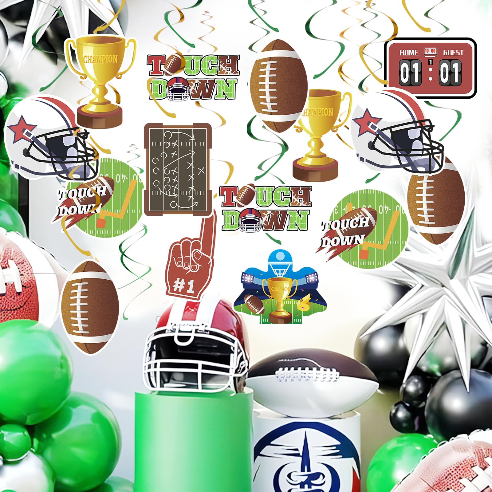 EASY JOY 30 PCS Football Hanging Swirl Decorations Football Birthday Party Decorations Football Decorations Football Themed Party Supplies