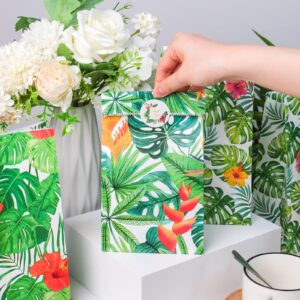 Shindel 24PCS Party Favor Bags, Luau Hawaii Party Bags, Aloha Bags Gift Bags Paper Bags Candy Bags with Stickers for Aloha Hawaii Party favors 4.7" x 3.1" x 8.7"