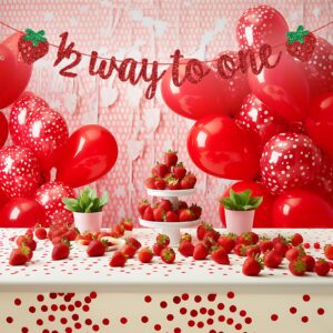 Strawberry 1/2 Way to One Banner, 6 Months Birthday Decorations, Berry Sweet Half Birthday, Strawberry Baby Shower Half Birthday Party Decorations, Red Glitter