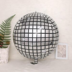 laackys disco balloon, 6-pack 22 inch silver disco ball balloon decorations, 4D disco ball balloons for disco party decorations, 90s party decorations disco balls dancing queen party decorations