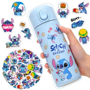 14oz kids insulated water bottle with 50pcs anime stickers, stainless steel thermos water bottle for school boys girls