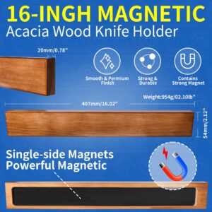 XYJ 2 Pcs Magnetic Knife Strip Holder for Wall with Strong Neodymium Acacia Wood Magnet Knife Rack Bar Stand for Knives Kitchen Tools Utensil Organizer Accessories for Special Day