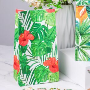 Shindel 24PCS Party Favor Bags, Luau Hawaii Party Bags, Aloha Bags Gift Bags Paper Bags Candy Bags with Stickers for Aloha Hawaii Party favors 4.7" x 3.1" x 8.7"