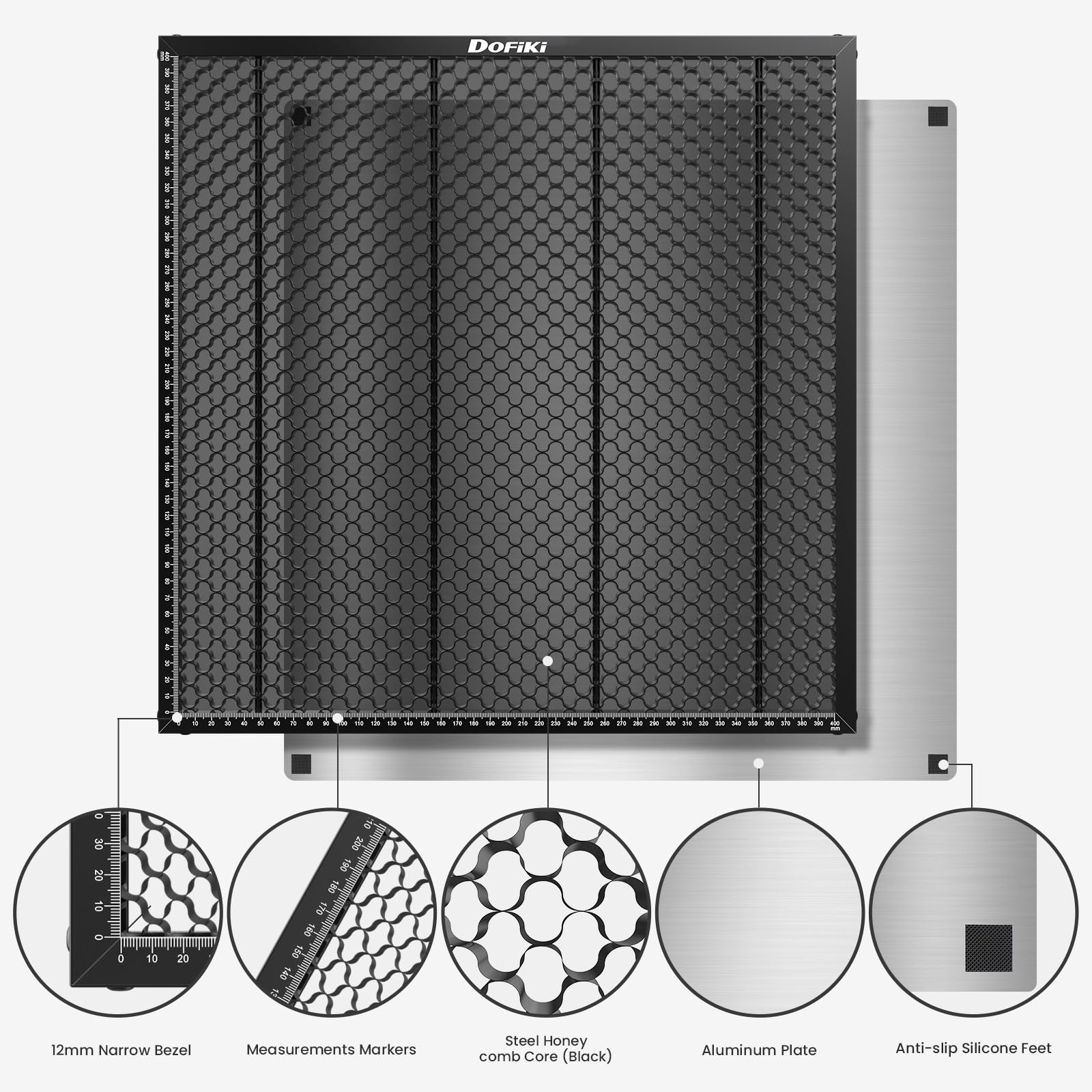 Dofiki Honeycomb Laser Bed 400 x 400mm 16x16" Steel Honeycomb Mat for RAY5, A5 Pro, Master 2, LE400PRO, Z1, B1 and Most Laser Engraver