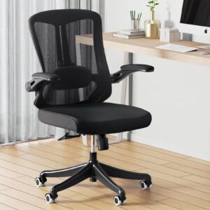 laojawbow ergonomic office chair - comfy desk chairs with wheels and arms, 400lb heavy duty mesh computer chairs with comfortable lumbar back support for home office, bedroom, study and college dorm