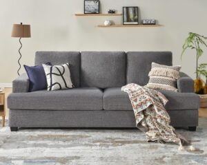 amerlife 97 inch sofa, deep seat sofa-contemporary chenille sofa couch, 3 seater sofa for living room-oversized sofa, grey comfy sofa