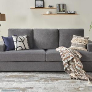 AMERLIFE 97 inch Sofa, Deep Seat Sofa-Contemporary Chenille Sofa Couch, 3 Seater Sofa for Living Room-Oversized Sofa, Grey Comfy Sofa