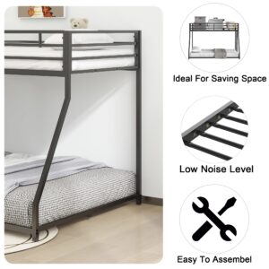 Twin Over Full Bunk Bed - LifeSky Metal Bunkbeds Full Bottom Low Profile Removable Side Ladder Black