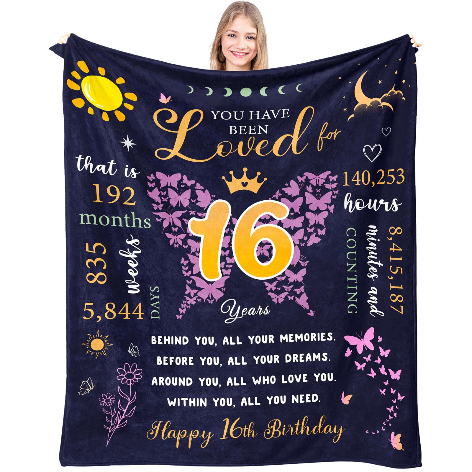 Sweet 16 Gifts for Girls, 16th Birthday Gifts for Girls, Gifts for 16 Year Old Girl, Sweet Sixteen Gifts for Girls，16 Year Old Girl Birthday Gift Ideas, Sweet 16 Birthday Decorations Blanket 60"X50"