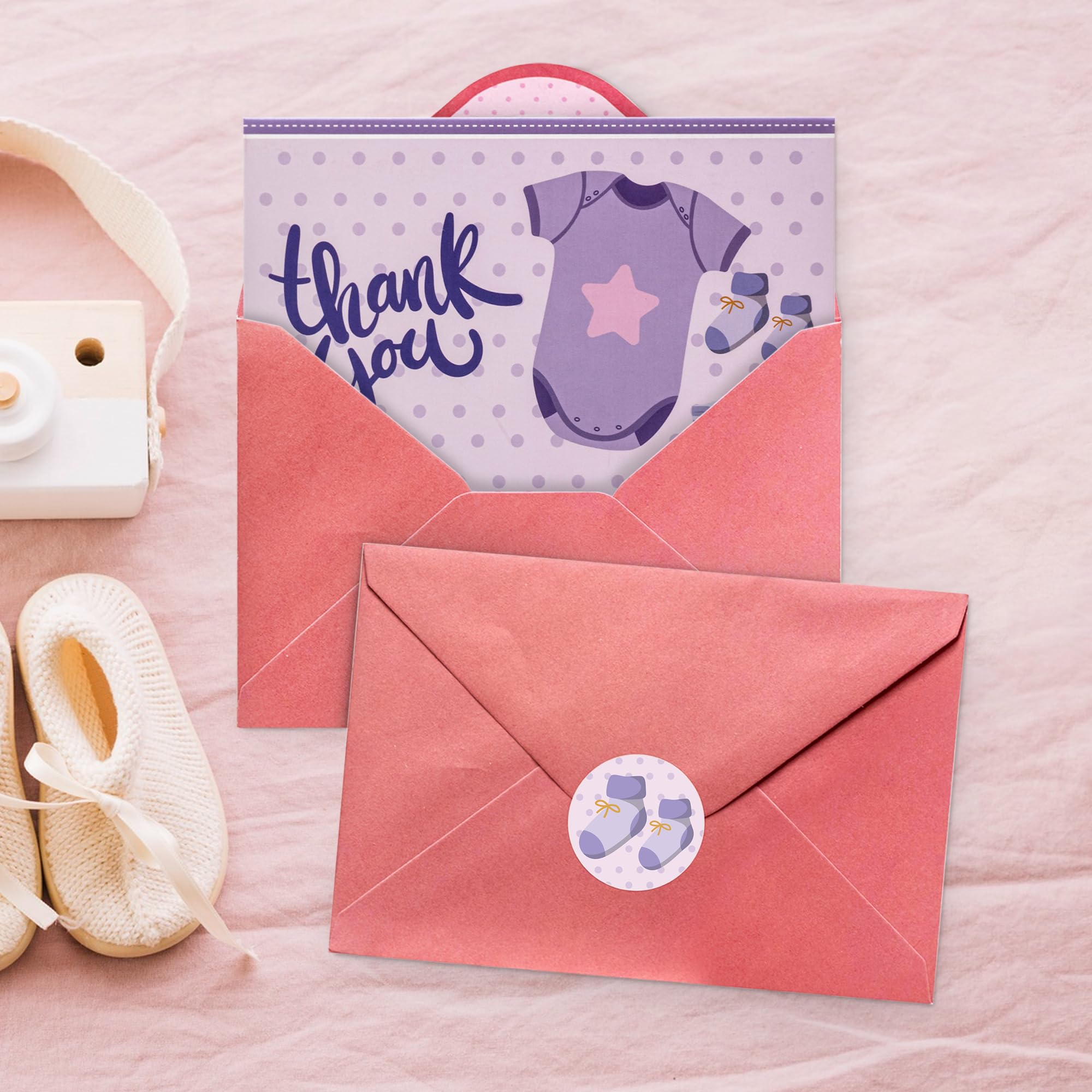 Only Zest Baby Shower Thank You Cards Bulk with Envelopes and Stickers- 50 Pack 4x6 Blank Thank You Notes, Cute Baby Girl Thank You Cards for Birthday, Baptism, Baby Announcement