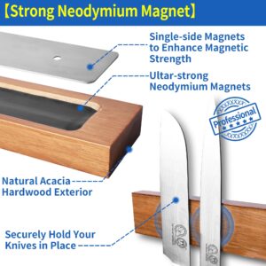 XYJ 2 Pcs Magnetic Knife Strip Holder for Wall with Strong Neodymium Acacia Wood Magnet Knife Rack Bar Stand for Knives Kitchen Tools Utensil Organizer Accessories for Special Day