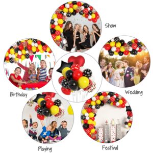 Amandir Black Red Yellow Balloons Arch Garland Kit, Birthday Party Supplies Baby Shower Decorations Latex Balloons Foil Star Confetti Balloons for Theme Party