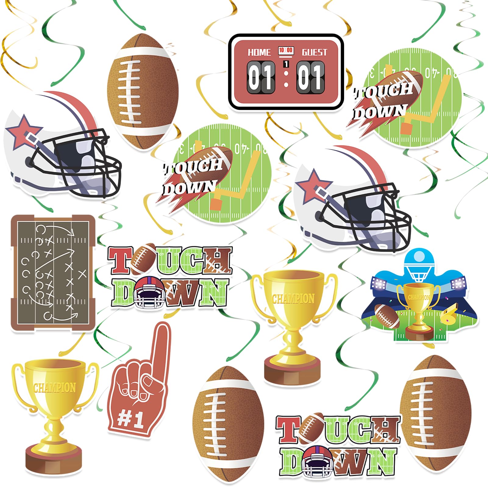 EASY JOY 30 PCS Football Hanging Swirl Decorations Football Birthday Party Decorations Football Decorations Football Themed Party Supplies