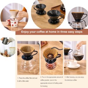 dolljojo Pour Over Coffee Dripper-V60/V02, Ceramic Coffee Dripper Pour Over Cone Coffee Maker Size 02,Portable Coffee Maker For 1-4 Cups,For Home, Cafe, Restaurants (Cream White)