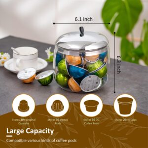 MOLFUJ Coffee Pod Holder, Coffee Pod Storage Compatible with 30 Nespresso Vertuo Pods, Glass K Cup Organizer for Counter, Espresso Capsule Holder for Keurig Kpod