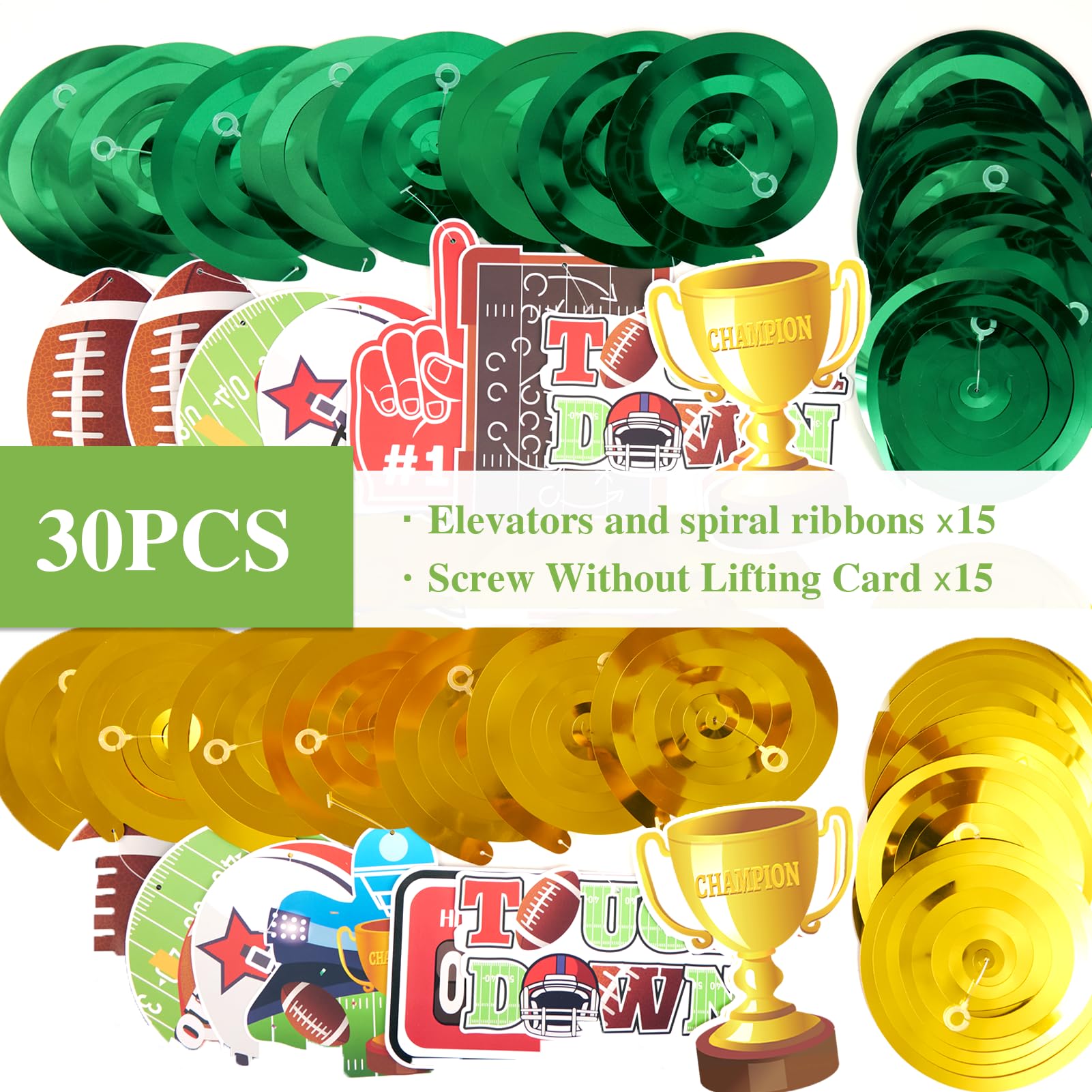 EASY JOY 30 PCS Football Hanging Swirl Decorations Football Birthday Party Decorations Football Decorations Football Themed Party Supplies