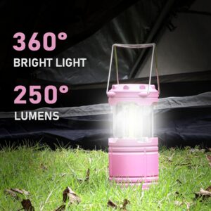 SEAMAGIC 4-Pack LED Pink Camping Lanterns, Essential Emergency Lights for Power Outages, Hiking, Hurricane