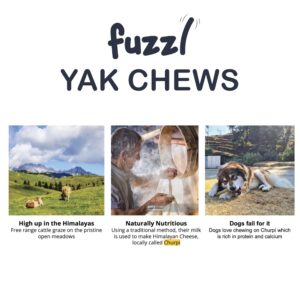 Fuzzl Premium Yak Cheese Himalayan Dog Chews - 3 Bars Large Natural Dog Treats Milkbone Yak Chews No Hide Dog Food Long Lasting Dog Dental Sticks Milk Chews Cheese Stick