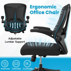 LaoJawBow Ergonomic Office Chair - Comfy Desk Chairs with Wheels and Arms, 400LB Heavy Duty Mesh Computer Chairs with Comfortable Lumbar Back Support for Home Office, Bedroom, Study and College Dorm