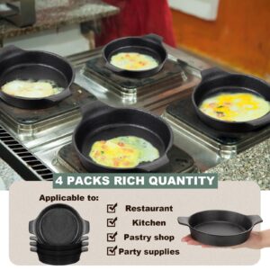 Vesici Mini Skillets for Cookies Cast Iron Ramekins 7.2x5.5x1.18 Cast Iron Pan, Small Cast Iron Pot, Mini Casserole Dish Bakeware Bowl for Serving Cast Iron Cookware Home Restaurant Kitchen(4 Pcs)