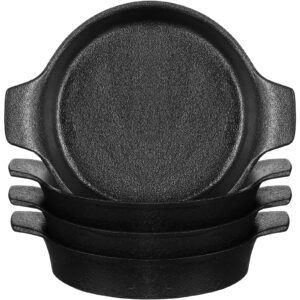 vesici mini skillets for cookies cast iron ramekins 7.2x5.5x1.18 cast iron pan, small cast iron pot, mini casserole dish bakeware bowl for serving cast iron cookware home restaurant kitchen(4 pcs)