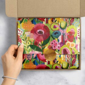 Colors of Rainbow - 20 Sheets - 20 inch x 14.5 inch - Italian Print Tissue Paper for Decoupage Birthday Gift Baskets Boxes Bags (Collage Floral)