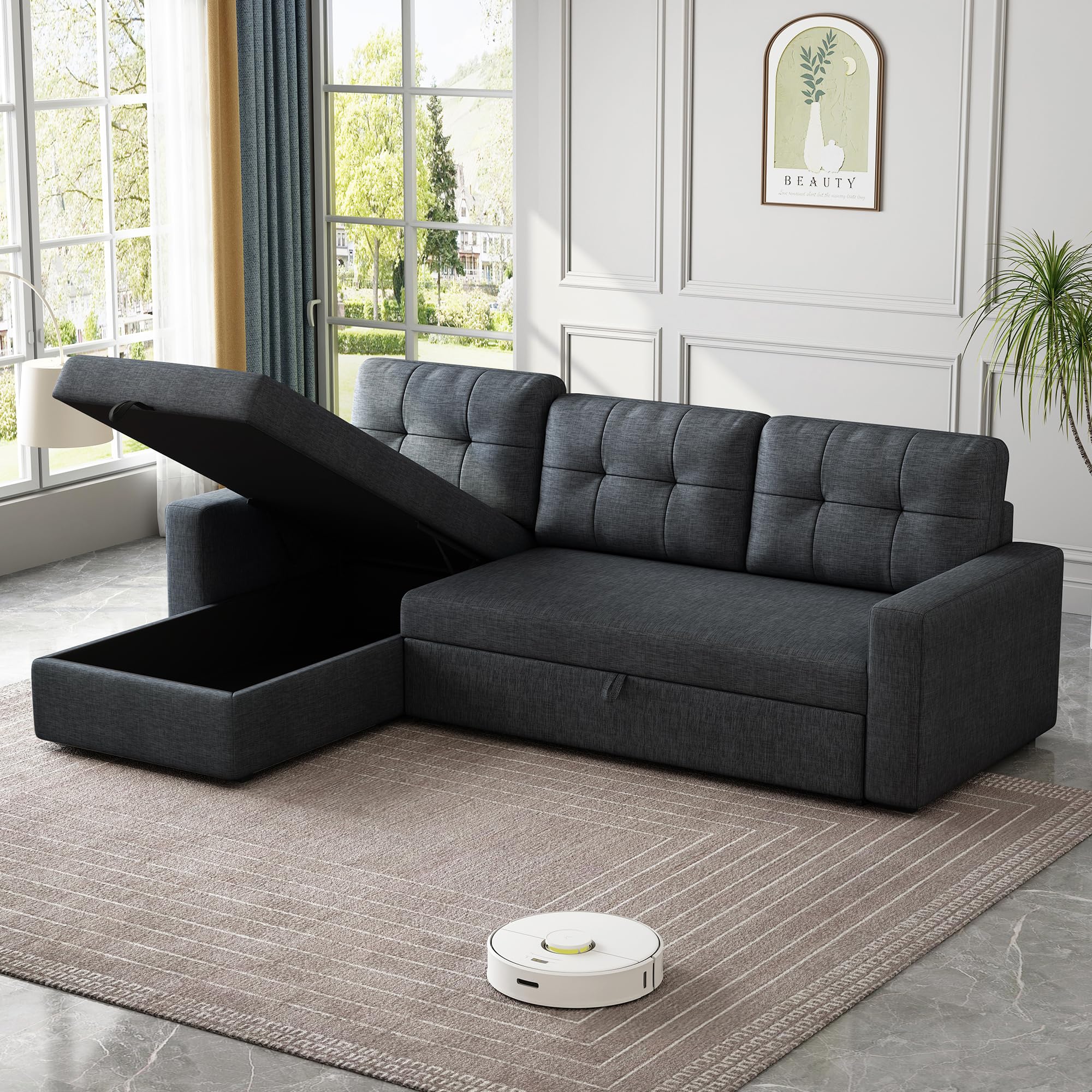 Jintop Sectional Sofa, 81.5", Dark Grey1