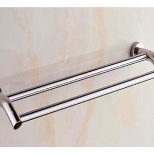 Towel Racks Simple Shelf, Double Rail Wall Mounted Towel Shelf Stainless Steel Bath Towel Holder Hand Towel Hanging Rail for Kitchen Or Bathroom-50Cm/70cm (Color : 40cm)