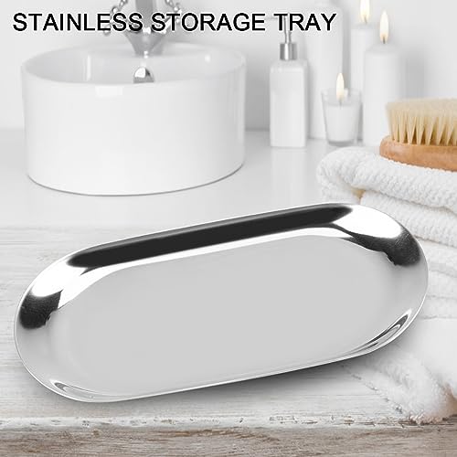 Stainless Steel Decorative Tray Jewellery Cutlery Cosmetic Organiser Bathroom Sundry Sutlery for Bathroom Living Room (5kg/11lb Capacity)