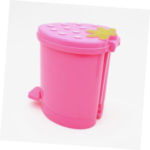 FONDOTIN Cute Strawberry Mini Trash Can Plastic Desktop Garbage Bin for Bedroom Office Car Decor Kawaii Wastebasket for Stylish Room Organization