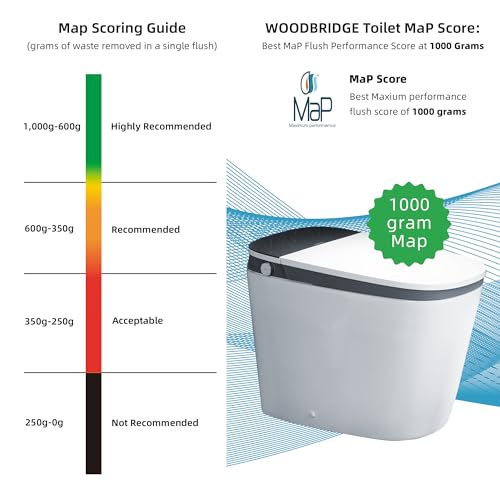 WOODBRIDGE Smart Bidet Toilet,1.28 GPF Dual Flush, Auto Open & Close, Auto Flush, Foot Sensor, 1000 Gram MaP Flushing Score, Heated Seat, ADA Chair Height Design and Cleaning Foam Dispenser