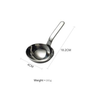 KOILAI Heavy Duty Big Spoon Mirror Polished Asian Soup Spoons (Short Handle),Premium Food Grade 18/10 Stainless Steel Spoons,Durable Metal Spoons,Serving Spoon,Tablespoon,7 Inches, 18.2cm, Silver