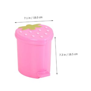 FONDOTIN Cute Strawberry Mini Trash Can Plastic Desktop Garbage Bin for Bedroom Office Car Decor Kawaii Wastebasket for Stylish Room Organization