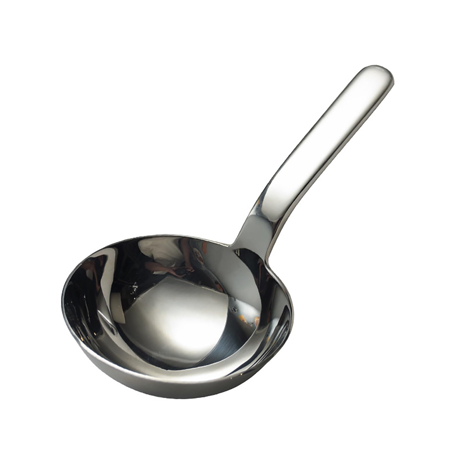 KOILAI Heavy Duty Big Spoon Mirror Polished Asian Soup Spoons (Short Handle),Premium Food Grade 18/10 Stainless Steel Spoons,Durable Metal Spoons,Serving Spoon,Tablespoon,7 Inches, 18.2cm, Silver