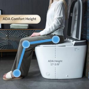 WOODBRIDGE Smart Bidet Toilet,1.28 GPF Dual Flush, Auto Open & Close, Auto Flush, Foot Sensor, 1000 Gram MaP Flushing Score, Heated Seat, ADA Chair Height Design and Cleaning Foam Dispenser