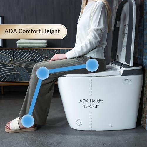 WOODBRIDGE Smart Bidet Toilet,1.28 GPF Dual Flush, Auto Open & Close, Auto Flush, Foot Sensor, 1000 Gram MaP Flushing Score, Heated Seat, ADA Chair Height Design and Cleaning Foam Dispenser