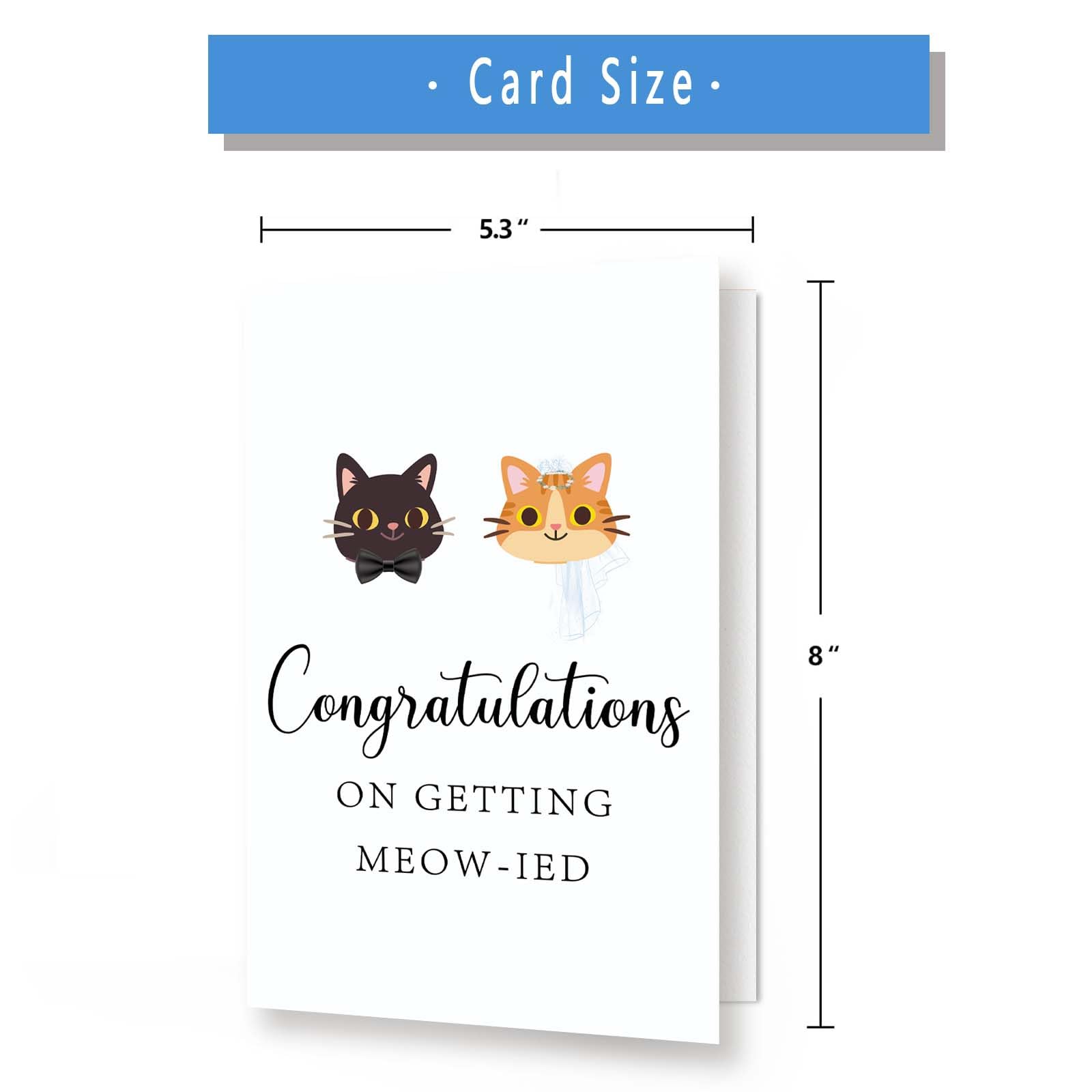 Asmallgf Cute Wedding Card for Cat Lover, Cat Newly Wed Gifts for Couples, Just Married Congratulations Gifts