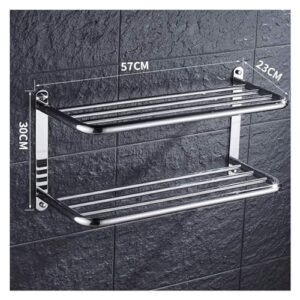 Towel Racks Towel Shelfs,Towel Shelf Towel Rack Bath Double Towel Shelves Holder 57Cm Towel Row Wall Mounted Towel Rail Bar Hotel Rail Shelf Storage Holder for Bathroom Kitchen/67Cm (Color : 57cm)