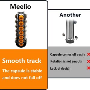 Meelio Nespresso Vertuo Pod Holder Carousel Stand for Nespresso Vertuo, Nespresso Vertuo Pod Organizer with Extra Space for Coffee Mate Silent Rolling (28 Capsules)