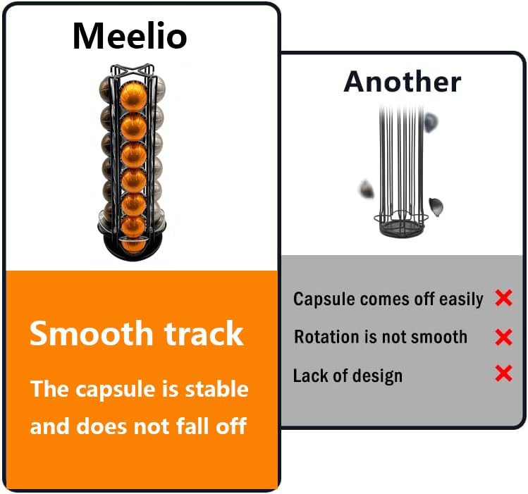 Meelio Nespresso Vertuo Pod Holder Carousel Stand for Nespresso Vertuo, Nespresso Vertuo Pod Organizer with Extra Space for Coffee Mate Silent Rolling (28 Capsules)