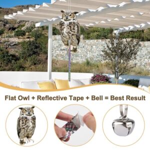 Kungfu Mall Fake Owl: Carboard Plastic Owls, Hanging Garden Owl with Reflective Tape, 2pcs 2D Reflectors for Porch Roof Tree Pool Window