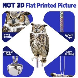 Kungfu Mall Fake Owl: Carboard Plastic Owls, Hanging Garden Owl with Reflective Tape, 2pcs 2D Reflectors for Porch Roof Tree Pool Window