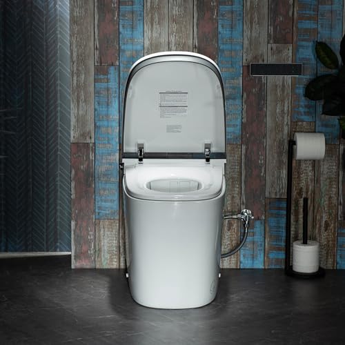 WOODBRIDGE Smart Bidet Toilet,1.28 GPF Dual Flush, Auto Open & Close, Auto Flush, Foot Sensor, 1000 Gram MaP Flushing Score, Heated Seat, ADA Chair Height Design and Cleaning Foam Dispenser