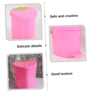 FONDOTIN Cute Strawberry Mini Trash Can Plastic Desktop Garbage Bin for Bedroom Office Car Decor Kawaii Wastebasket for Stylish Room Organization