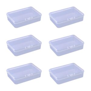 cchude 6 pcs mini plastic storage containers clear rectangle boxes small empty cases transparent beads organizer container with lid for collecting small items 8.5 x 6.1 x 2.5cm